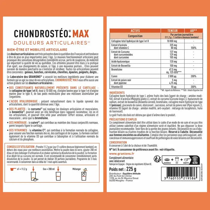 Granions Chondrostéo Max Arôme Fruits Rouges 226 g