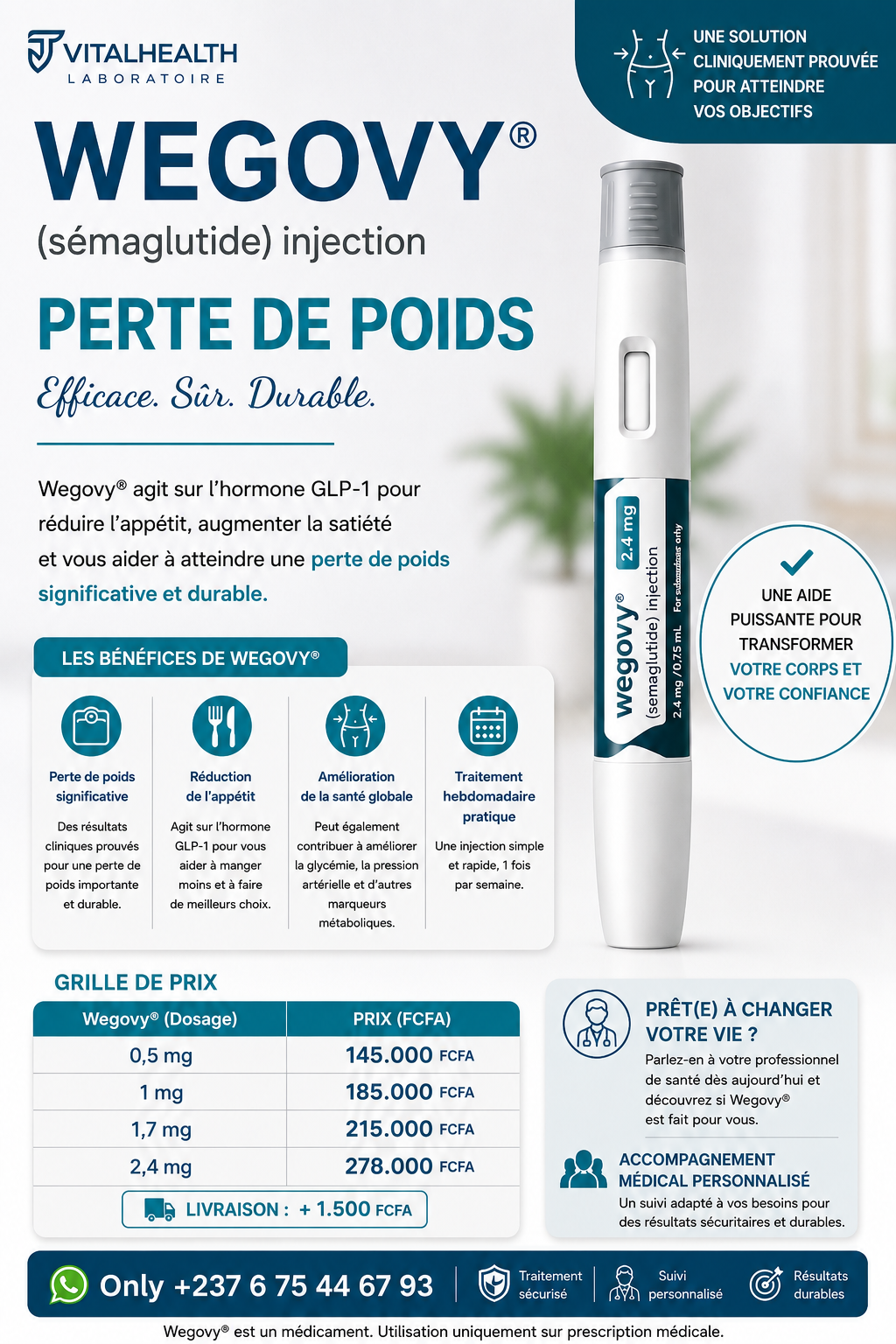 PRÉCOMMANDE SANS PAIEMENT  WEGOVY DISPONIBLE DANS 3 semaines