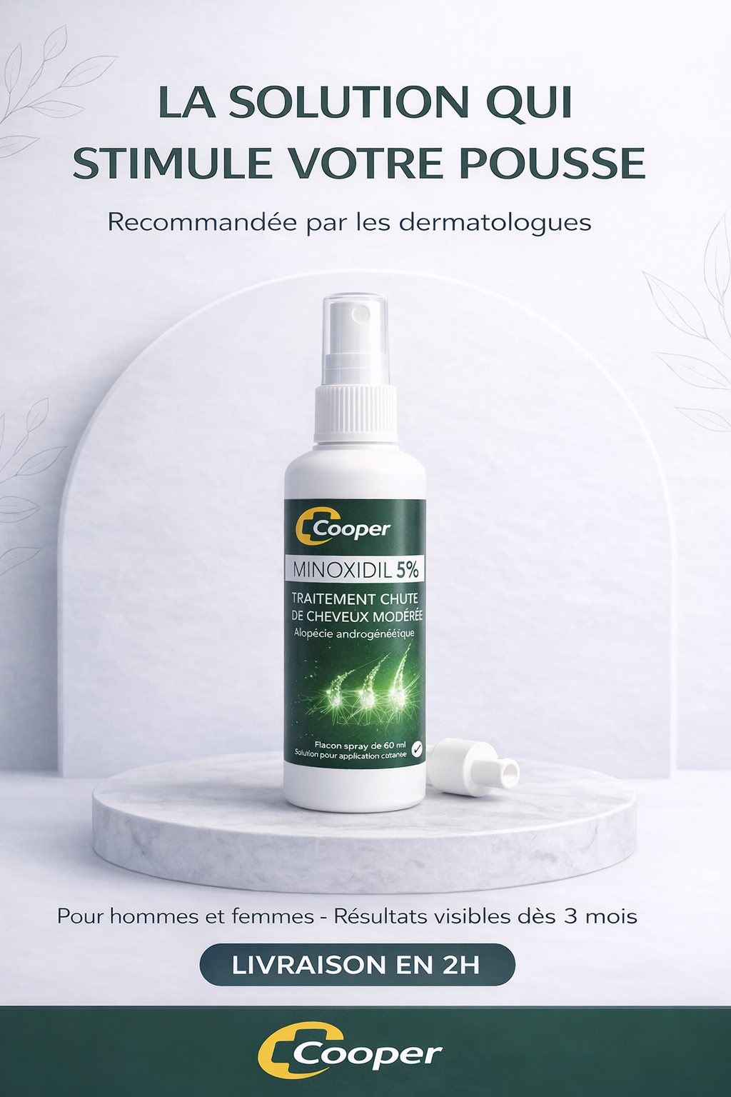 Minoxidil médical : stimule la repousse et ralentit la chute des cheveux ✨