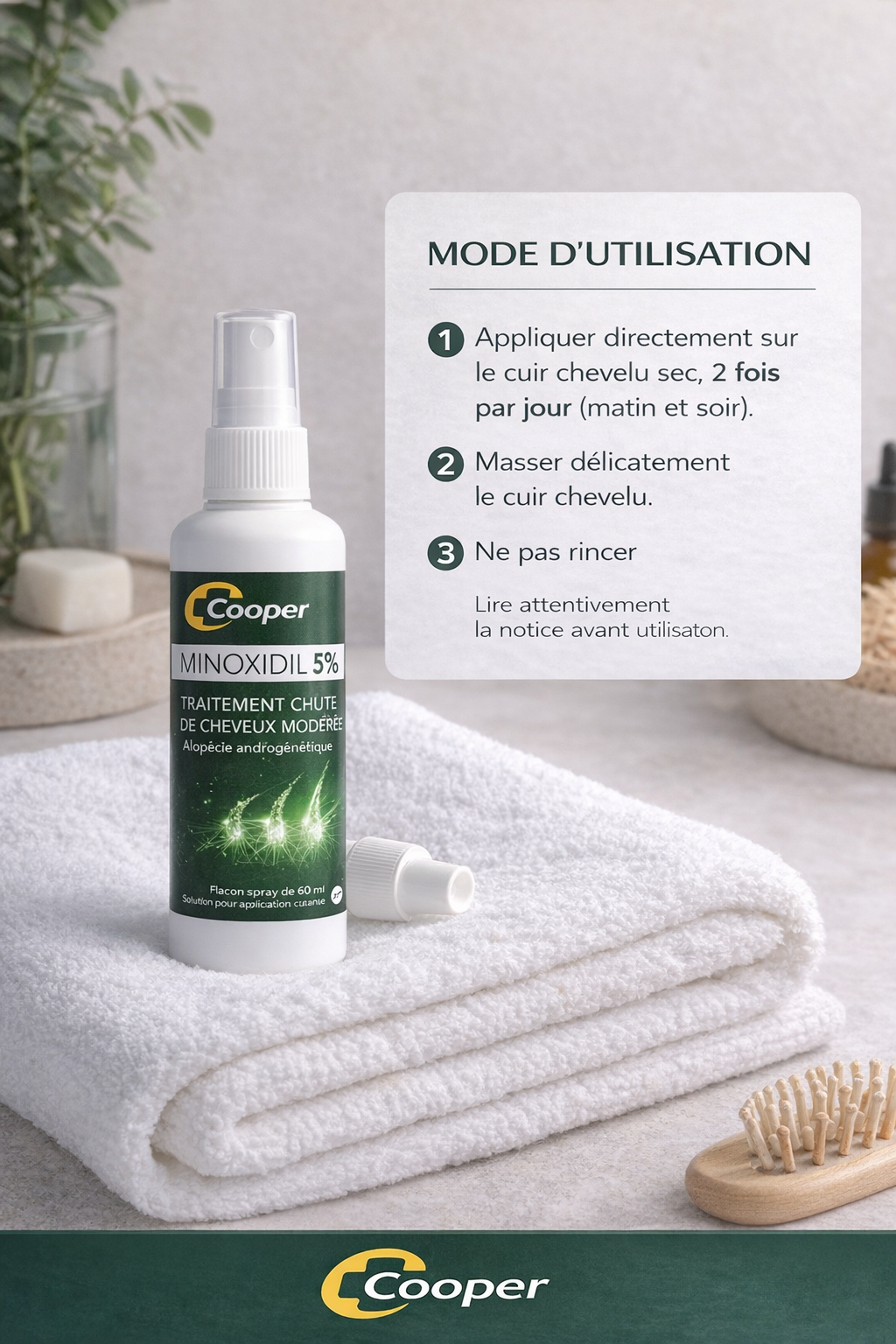 Minoxidil médical : stimule la repousse et ralentit la chute des cheveux ✨